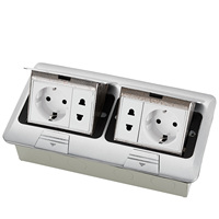 Boîtier de prise de sol escamotable en aluminium Schuko 4000W à amortissement lent, prise électrique encastrée en cuivre pour sol