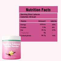 Poudre de soutien à la ménopause à la vanille, mélange d'herbes avec curcuma, agripaume (Vitex) et vitamines pour l'équilibre hormonal et l'équilibre du pH chez l'adulte