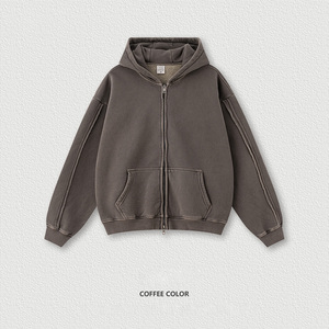 2025 Bán Buôn Tùy Chỉnh Người Đàn Ông Của Heavyweight Lông Cừu Lót Áo Đôi Dây Kéo 3D Phù Chỉnh Dày Cardigan Áo Khoác - Product Image 1