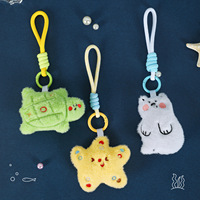 Vente en gros de porte-clés en peluche d'animaux marins mignons, porte-clés en peluche écologique, porte-clés dauphin, pendentif de sac de dessin animé, cadeau pour enfants