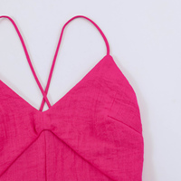 Robe longue d'été décontractée pour femme, couleur rose, à fines bretelles, dos évidé, style mode