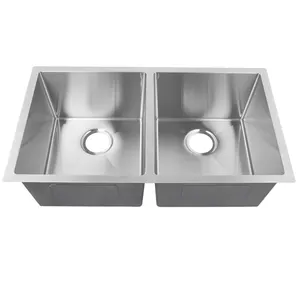 厂家直销价格304不锈钢下装/上装双碗手工制作厨房水槽YG3440/3440
