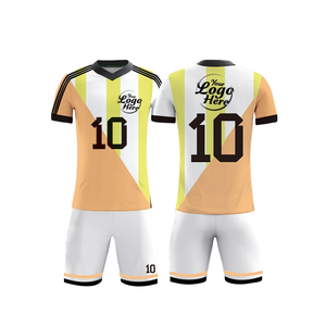 Traje de fútbol profesional personalizado que absorbe la humedad, conjunto de entrenamiento de fútbol con bloques de colores transpirables para adultos y niños - Product Image 1