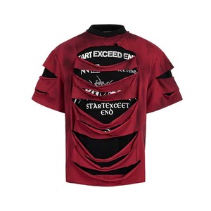 Finch May Tùy Chỉnh Đồ Họa Hai Lớp T-Shirt Boxy <span class=keywords><strong>Cutout</strong></span> Thiết Kế Tee Retro Cắt Và May Cổ Điển Rửa Nguyên Cạnh T-Shirt - Product Image 1