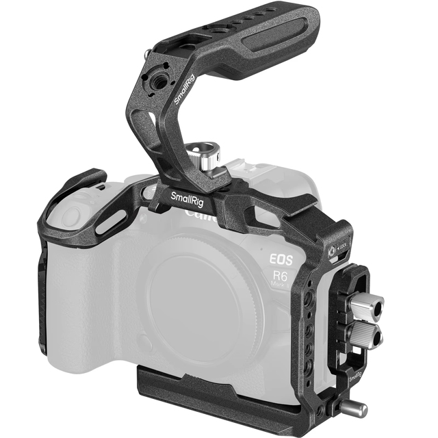 Lightweight Aluminum Alloy Camera Cage Kit for R6 Mark II for 6652 Black Mamba with Top Handle & Cable Clamp Stability