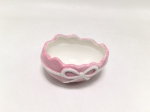 Maceta de cerámica con forma de huevo de Pascua irregular, tarro de vela, bandeja de joyería, plato clave con lazo - Product Image 3