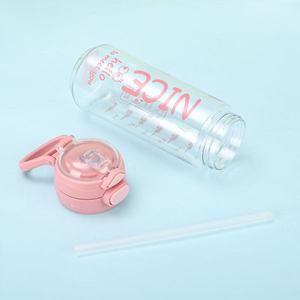 BPA Free Plastic Flask <b>Bottle</b> with Straw 6-12 Hours Insulation for Daily Use Wholesale OEM - Product Image 2