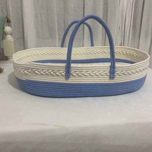 Panier à jouets pour bébé en jonc de mer en gros, jouets cadeaux, ensemble Moïse, paniers en paille et coton gris, rangement, matelas à langer, corde à langer en rotin de maïs - Product Image 6