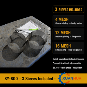Moulin à noix XUANHUA SY-800 pour matériaux gras, machine à broyer le sésame, les arachides, les noix, les <span class=keywords><strong>amandes</strong></span>, les grains de café, le cacao, <span class=keywords><strong>en</strong></span> acier inoxydable 304, 750W - Product Image 5