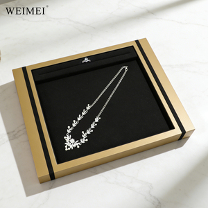 ถาดโชว์เครื่องประดับ WEIMEI แบบสั่งทำพิเศษ หรูหรา ทันสมัย สีแชมเปญโกลด์ หนัง PU กำมะหยี่สีดำ สำหรับสร้อยคอ แหวน ต่างหู - Product Image 1