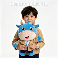 Nouvelle Peluche Vache Bleue Personnalisée, Jouet Mascotte Vache en Peluche, Jouet Doux Vache au Design Cartoon