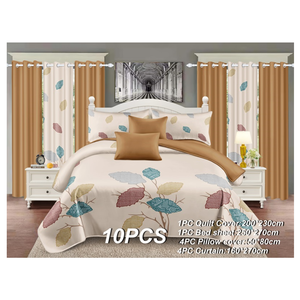 Ensemble de literie en polyester à imprimé de grandes fleurs vertes, 10 pièces, taille King - Product Image 2