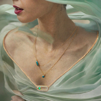 Collier Pendentif Gaovo en Acier Inoxydable Plaqué Or 18K avec Chaîne Géométrique et Zircon, pour Femme, Ne Ternit Pas, Cadeau Minimaliste
