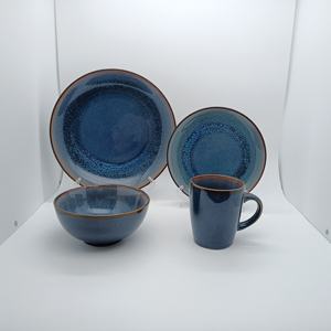Ensemble de dîner écologique à 2 niveaux grès glaçure réactive nord de la Chine fabriqué assiette bol tasses OEM couleurs pour les fêtes - Product Image 4
