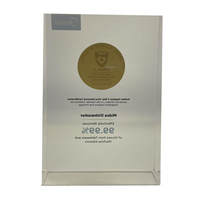 Plaque de trophée moderne, portable et écologique en acrylique transparent avec support, design imprimé UV personnalisé, présentoir