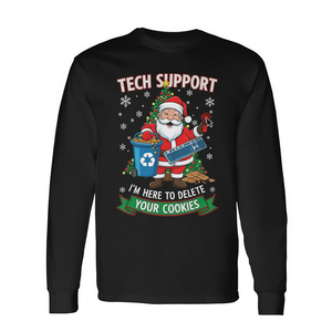 Camiseta de manga larga de Navidad con estampado de soporte técnico para eliminar galletas de primera página - Product Image 2