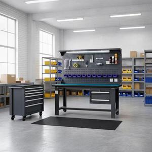 HY Heavy-Duty Steel <strong>Workshop</strong> Table Adjustable ESD Stainless Steel Wood Top Storage <strong>Drawers</strong> 1200x750x800mm 1000kg Load OEM - Product Image 1