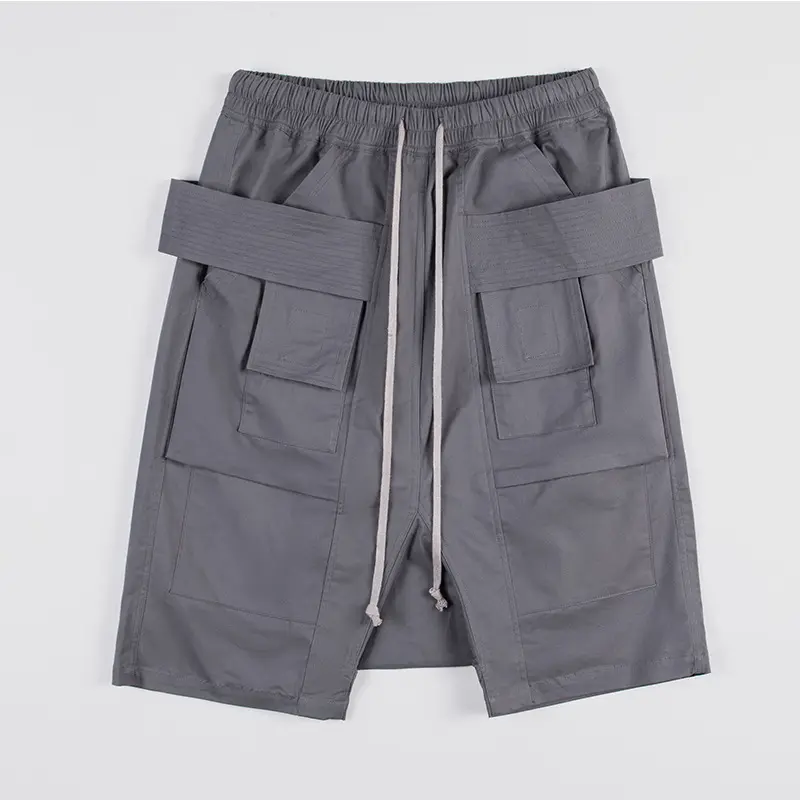 Classic double short pants for men casual black and gray baggy shorts for men fashion side pocket cotton cargo sweat shorts