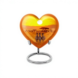 <b>Top</b> Best Quality Sunset <b>Zebra</b> in Forest Heart Shape Cremation Adult Urn for Human Ashes Decorative Large Urn With Free Bag - Product Image 1