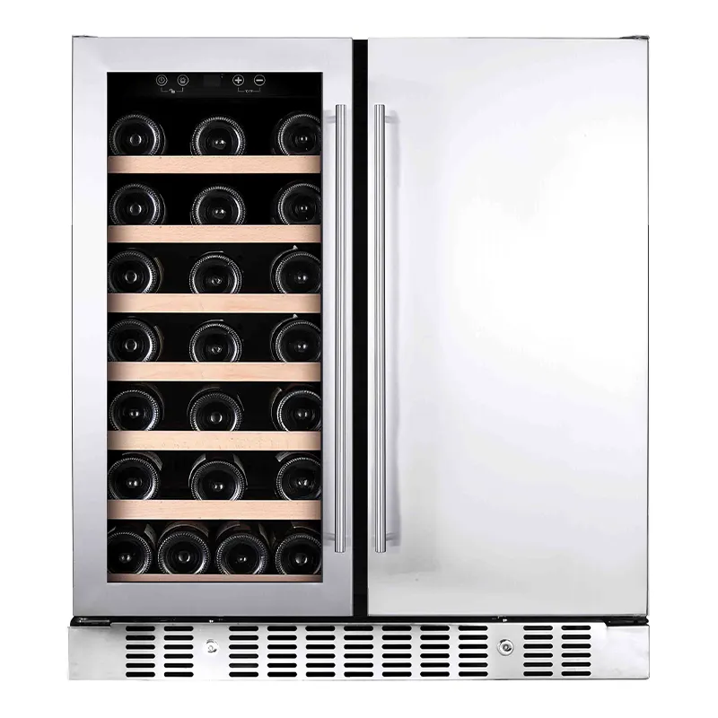 Vinopro due porte 37 + 95 lattine bottiglie In acciaio inox costruito In doppia zona cantinetta frigo 176L cantinetta frigo