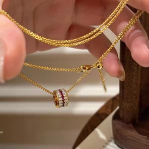 Collar de Plata de Ley S925 con Colgante de Rubí en Forma de Calabaza, Diseño Chino de Lujo, con Diamantes, para Clavícula, Amuleto de Fortuna Noble - Product Image 4