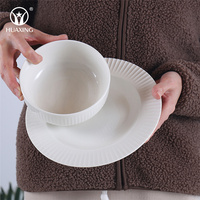 Assiette ronde en porcelaine blanche, vente en gros, Service de vaisselle, vente en gros