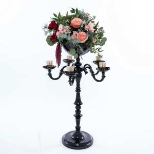 Décorations de mariage Candélabres de sol de style unique Candélabres en aluminium noir avec bougeoir à 5 bras Meilleure vente - Product Image 1