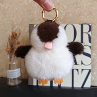 Adorable porte-clés pingouin en vison - 100% vraie fourrure de vison, dense, brillante, pelucheuse, légère, élégante, choix de cadeau de vacances, charmant et portable