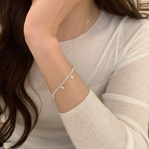 S925 Sterling <b>Silver</b> Heart Bracelet For Women Minimalist Design Everyday Wear Jewelry <b>Charm</b> Bracelet - Product Image 2