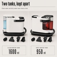 Machine commerciale de nettoyage de tissus et de tapis 3-en-1, réservoir propre de 1300ml, lavage à l'eau chaude et à la vapeur, puissance d'aspiration de 1200W 13KPa