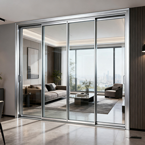 Porta Scorrevole Moderna in Lega di Alluminio e <span class=keywords><strong>Vetro</strong></span> <span class=keywords><strong>con</strong></span> Superficie Rifinita <span class=keywords><strong>per</strong></span> Uso Interno/<span class=keywords><strong>Esterno</strong></span> in Hotel e Appartamenti - Product Image 6