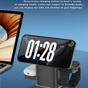 <span class=keywords><strong>Chargeur</strong></span> sans fil magnétique rotatif automatique tactile pliable Qi2 15W Praiser pour <span class=keywords><strong>iPhone</strong></span> Samsung Xiaomi Phone Apple Watch et AirPods - Product Image 2