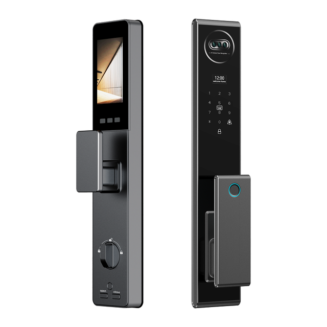 High Quality Tuya App Smart Door Lock with Fast Fingerprint Face Recognition Works Alexa Aluminum Key WiFi Memory Cloud Storage