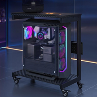 Support d'ordinateur double niveau en métal réglable en hauteur, support de CPU, support pour ordinateur portable, organisateur de bureau sur pied pour la maison et le bureau