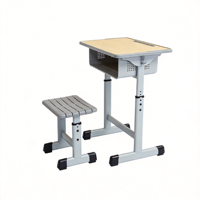 Bureau d'étudiant moderne en métal à hauteur réglable, tiroir grande capacité, structure renforcée avec cadre chromé, mobilier scolaire pour