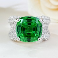 Bague en argent Sterling 925 Tsavorite coussin coupe quatre griffes réglage femmes anneaux de mariage de mariée pour la fête