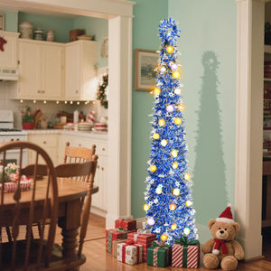 Magnifique sapin de Noël bleu avec des accents de flocons de neige et une installation simple, parfait pour les maisons et les bureaux - Product Image 4