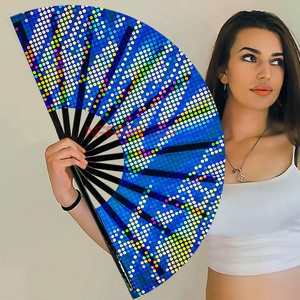 Grand éventail réfléchissant en bambou pliant de 33CM, en Stock, pour les fêtes et Festivals de <span class=keywords><strong>musique</strong></span> EDM, 2022 - Product Image 5