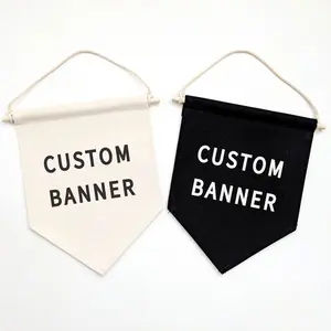 Casamento Backdrop Decorativo Pennant Em Branco Wall Display Triângulo Retângulo Bandeira Pendurado Plain Custom Cotton Canvas Banner