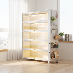 Étagère de cuisine multi-niveaux <span class=keywords><strong>à</strong></span> fond plat, meuble de rangement hermétique pour poêles et friteuses <span class=keywords><strong>à</strong></span> air, support métallique anti-poussière, vente directe usine - Product Image 1