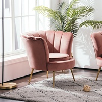 Offres Spéciales causeuse en velours rose rembourrée au design de luxe royal pour le salon