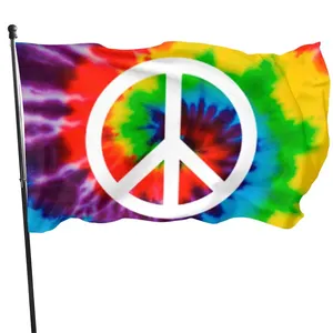 高品质数字印刷彩虹和平标志3x5英尺LGBTQ + 骄傲旗和平