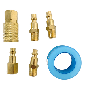 Adaptateurs de tuyau d'air robustes 1/4" NPT, 4 raccords rapides mâles et 1 femelle avec ruban d'étanchéité, accessoires de compresseur - Product Image 1