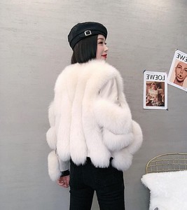2021 Winter Faux Fur New <strong>Fake</strong> Fox Fur Coat Motorcycle <strong>Clothing</strong> With Leather - Product Image 5
