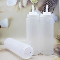 Bouteille en plastique HDPE de qualité alimentaire à presser pour sauce salade, confiture, avec embout fin et long