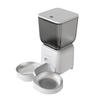 Distributeur automatique de nourriture pour animaux de compagnie intelligent avec contrôle par application WiFi, pour chats et chiens, 4,5 L, double bol, facile à nettoyer, réservoir transparent, acier inoxydable double