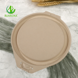 SUMKOKA directo de fábrica a prueba de agua 100% respetuoso con el medio ambiente desechable caña de azúcar bagazo 32oz fideos grandes cuencos con tapa microondas - Product Image 2