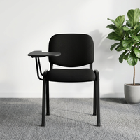 Chaise d'école pliable en tissu empilable avec tablette d'écriture, hauteur réglable, design moderne en maille, idéale pour les hôtels et les salles de classe