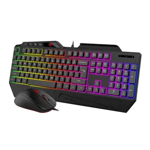 Kb852Cm Havit de 108 llaves de jugador del ratón del teclado de ordenador portátil retroiluminado Combo de juegos de teclado y ratón con soporte de teléfono