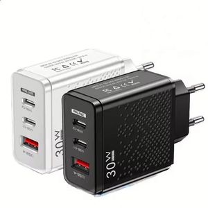 อะแดปเตอร์ชาร์จโทรศัพท์มือถือ 30W 2USB PD Type-C USB C 3 พอร์ต หัวปลั๊ก US EU UK 5V/2.4A ชาร์จไฟแบบติดผนัง - Product Image 1